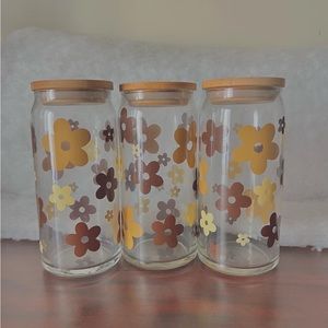 20oz libbey glass cup w/ straw and lid😊